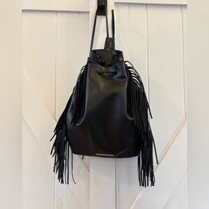 Victoria’s Secret Fringe Vegan Pebbled Leather Drawstring Backpack